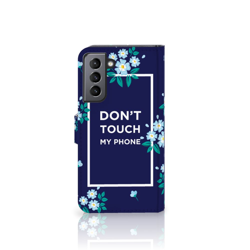 Samsung Galaxy S21 FE Portemonnee Hoesje Flowers Blue DTMP