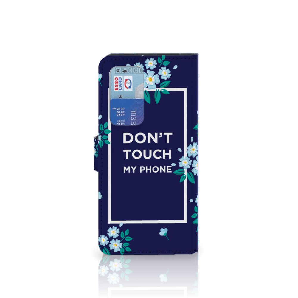Huawei P40 Pro Portemonnee Hoesje Flowers Blue DTMP