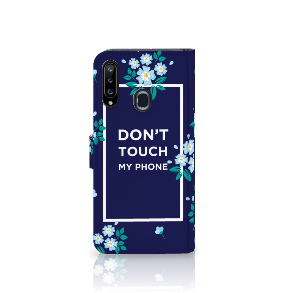 Samsung Galaxy A20s Portemonnee Hoesje Flowers Blue DTMP