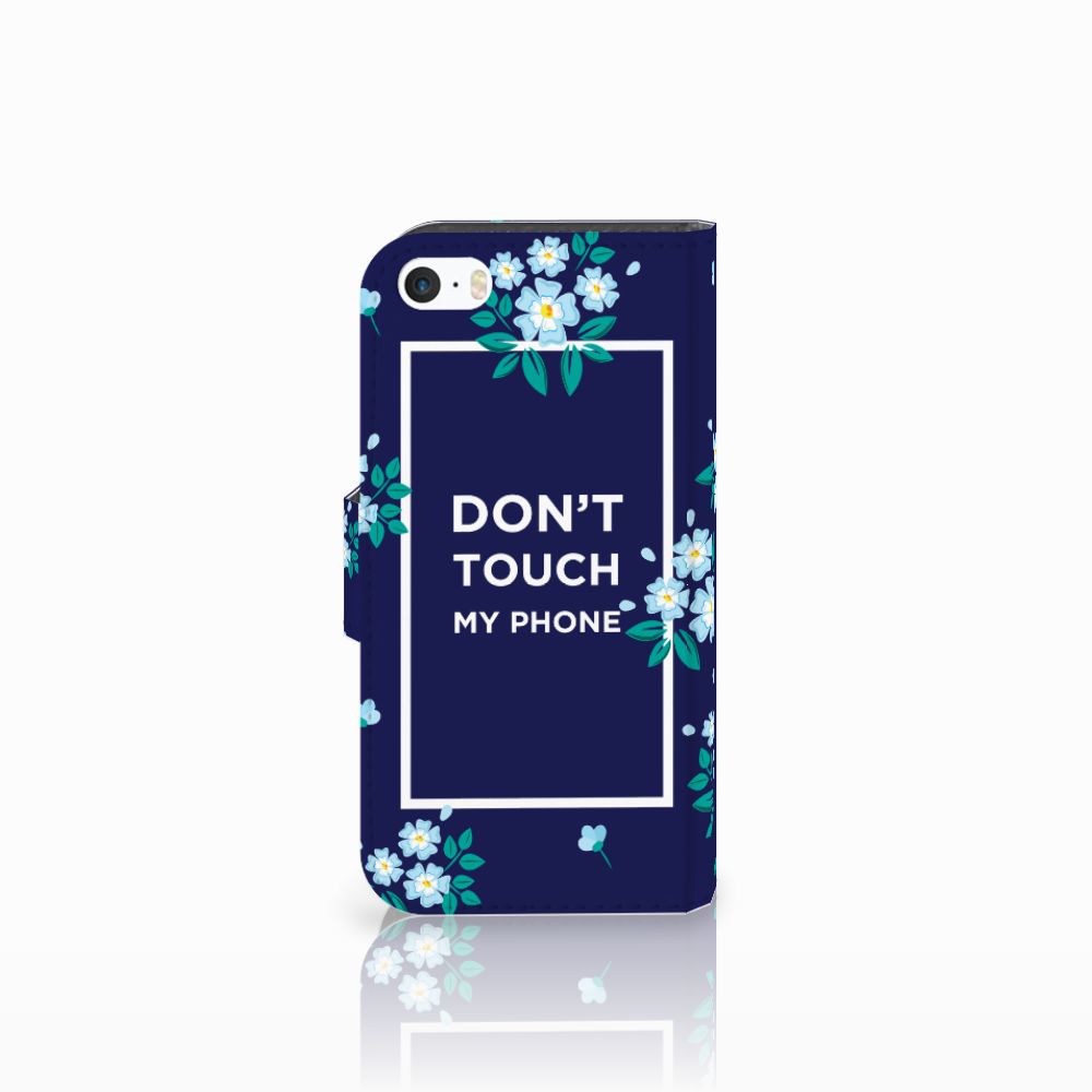 Apple iPhone 5 | 5s | SE Portemonnee Hoesje Flowers Blue DTMP