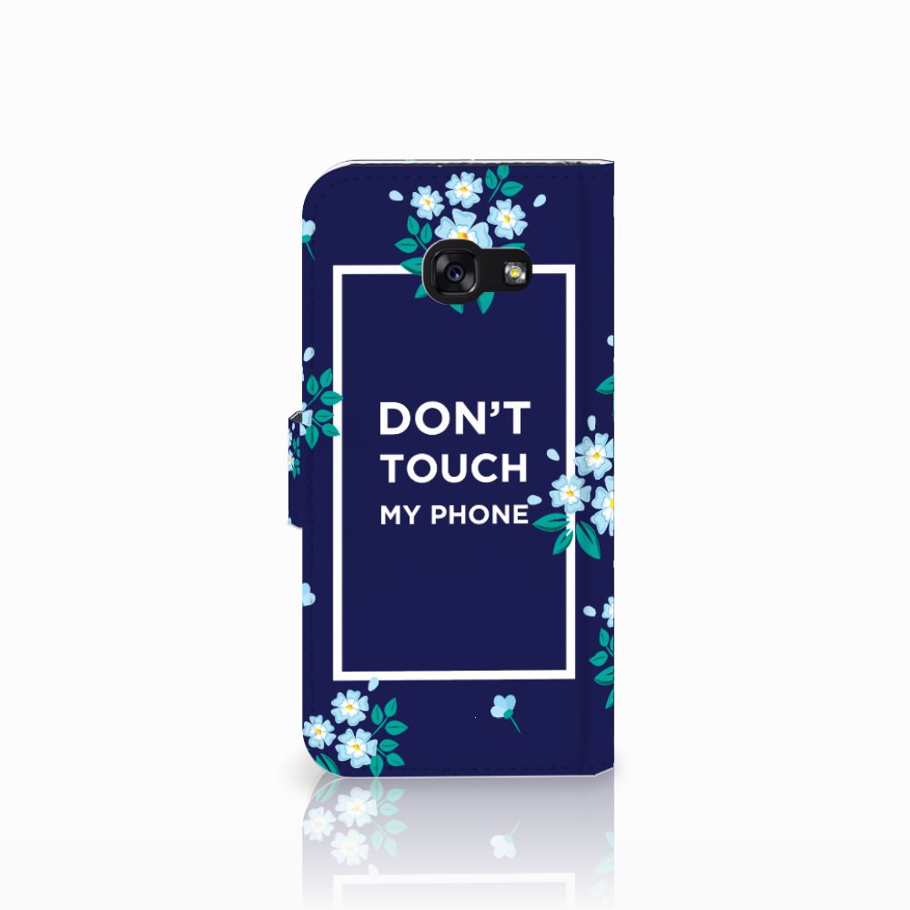 Samsung Galaxy A5 2017 Portemonnee Hoesje Flowers Blue DTMP