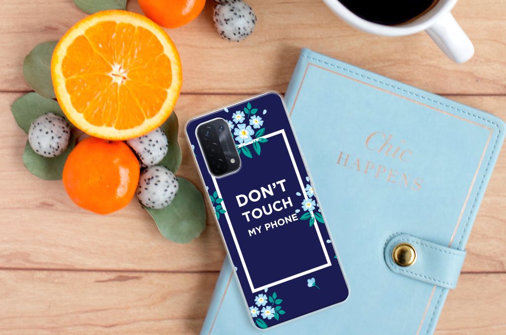 OPPO A93 5G Silicone-hoesje Flowers Blue DTMP