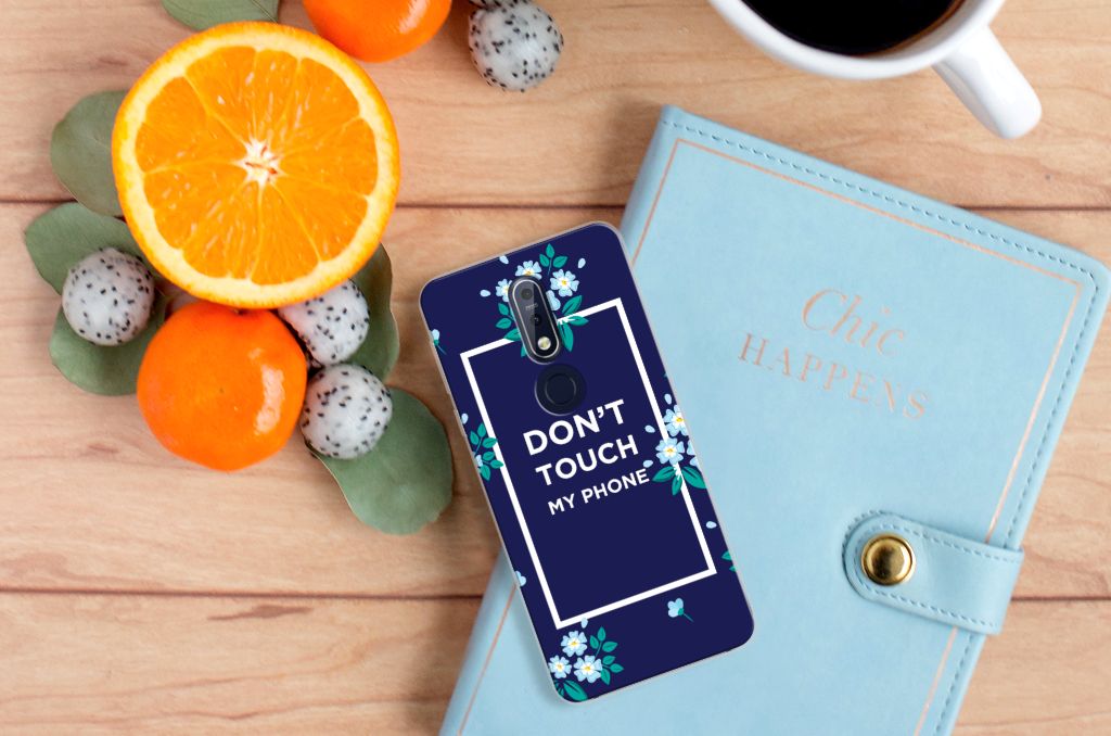 Nokia 7.1 Silicone-hoesje Flowers Blue DTMP