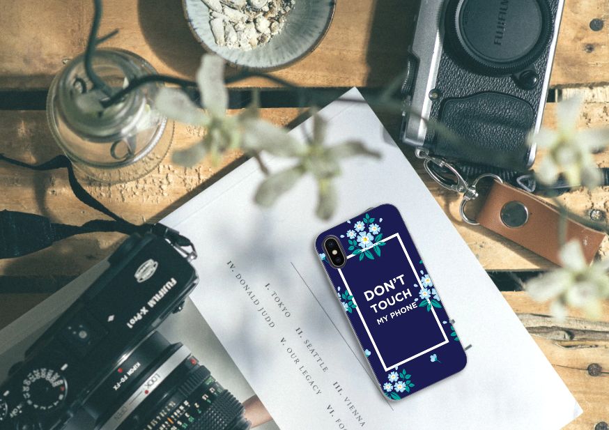 Apple iPhone X | Xs Silicone-hoesje Flowers Blue DTMP