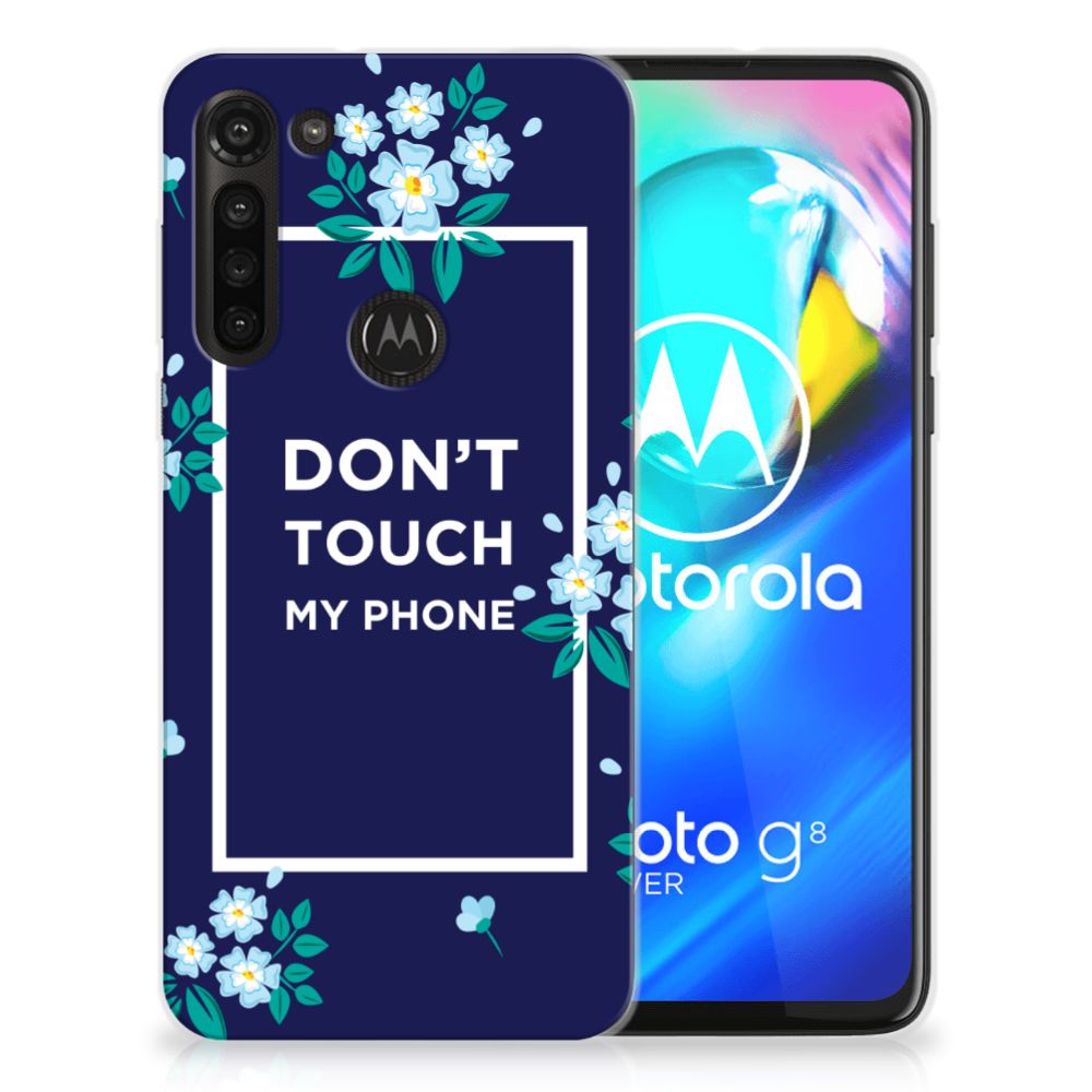 Motorola Moto G8 Power Silicone-hoesje Flowers Blue DTMP