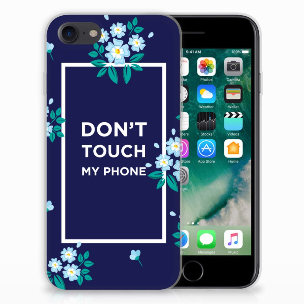 iPhone SE 2022 | SE 2020 | 8 | 7 Silicone-hoesje Flowers Blue DTMP