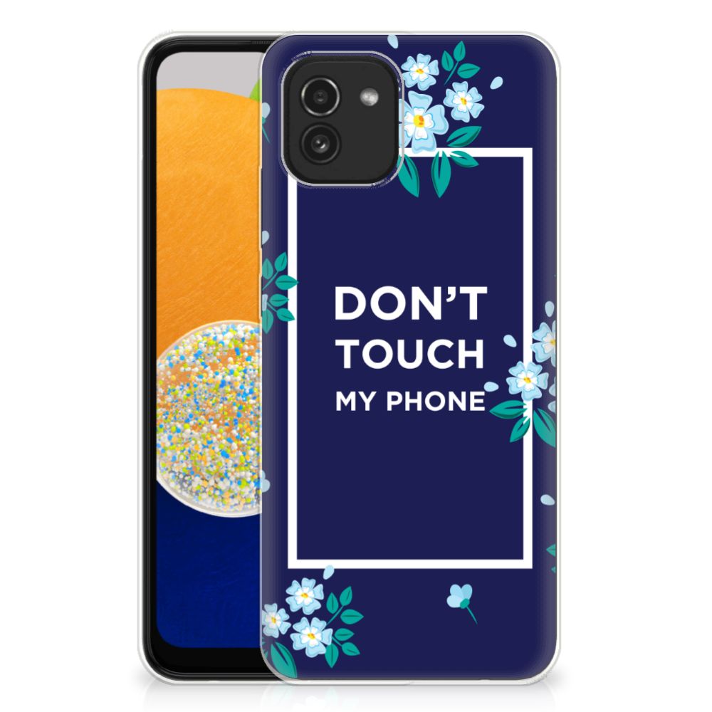 Samsung Galaxy A03 Silicone-hoesje Flowers Blue DTMP