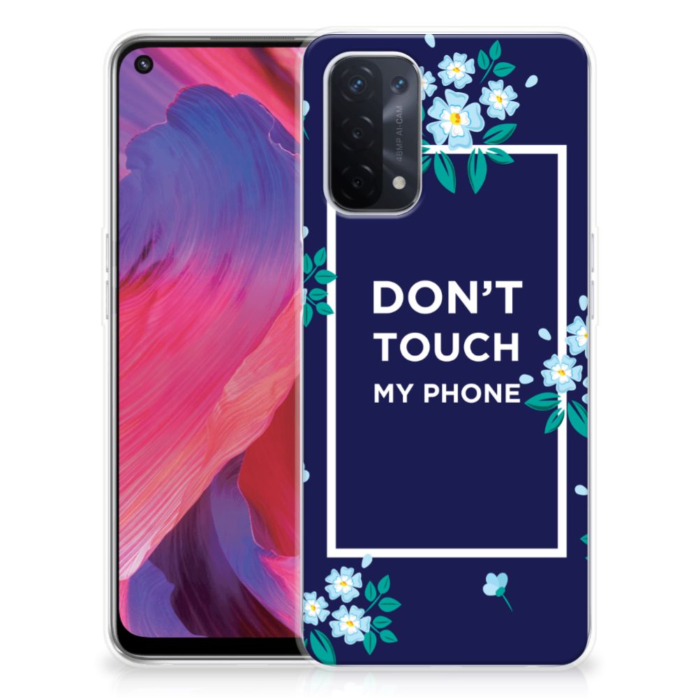 OPPO A74 5G | A54 5G Silicone-hoesje Flowers Blue DTMP