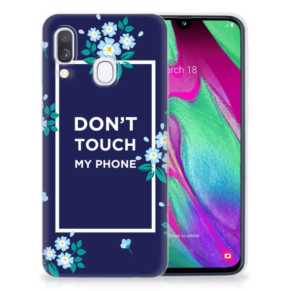 Samsung Galaxy A40 Silicone-hoesje Flowers Blue DTMP