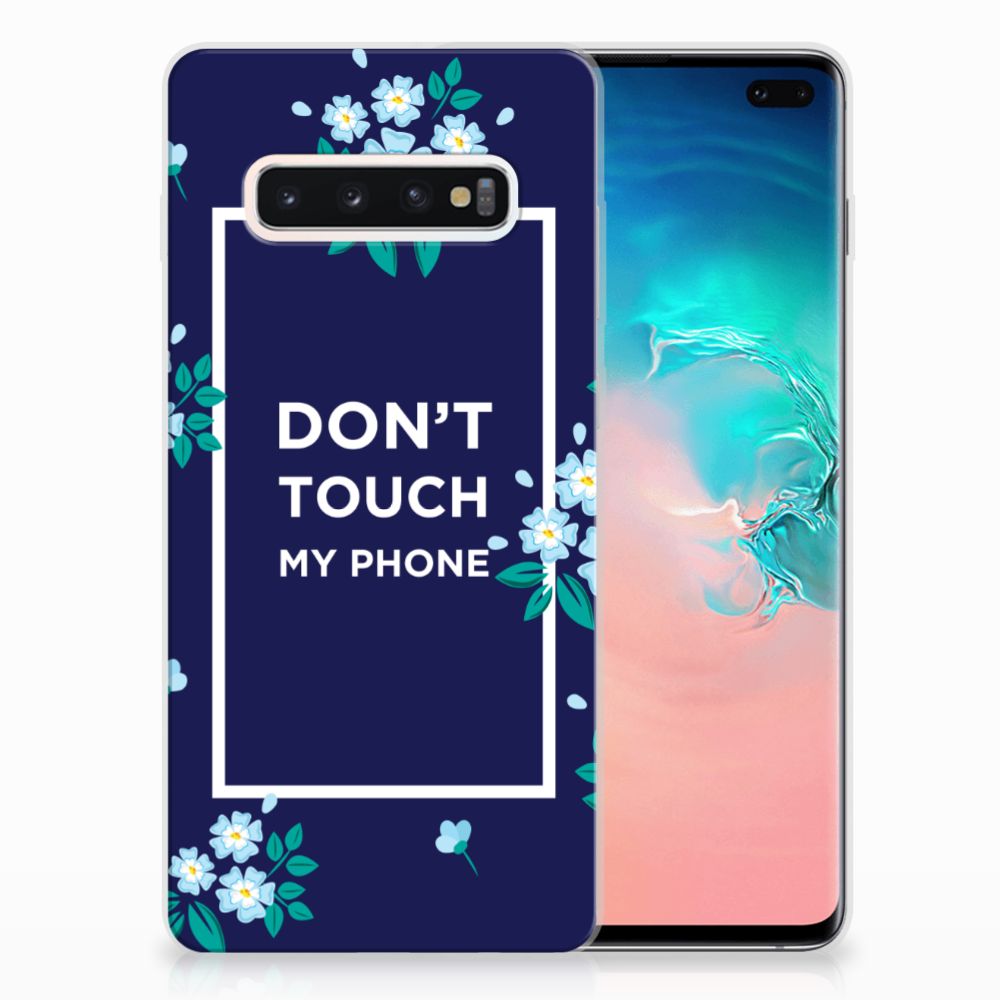Samsung Galaxy S10 Plus Silicone-hoesje Flowers Blue DTMP
