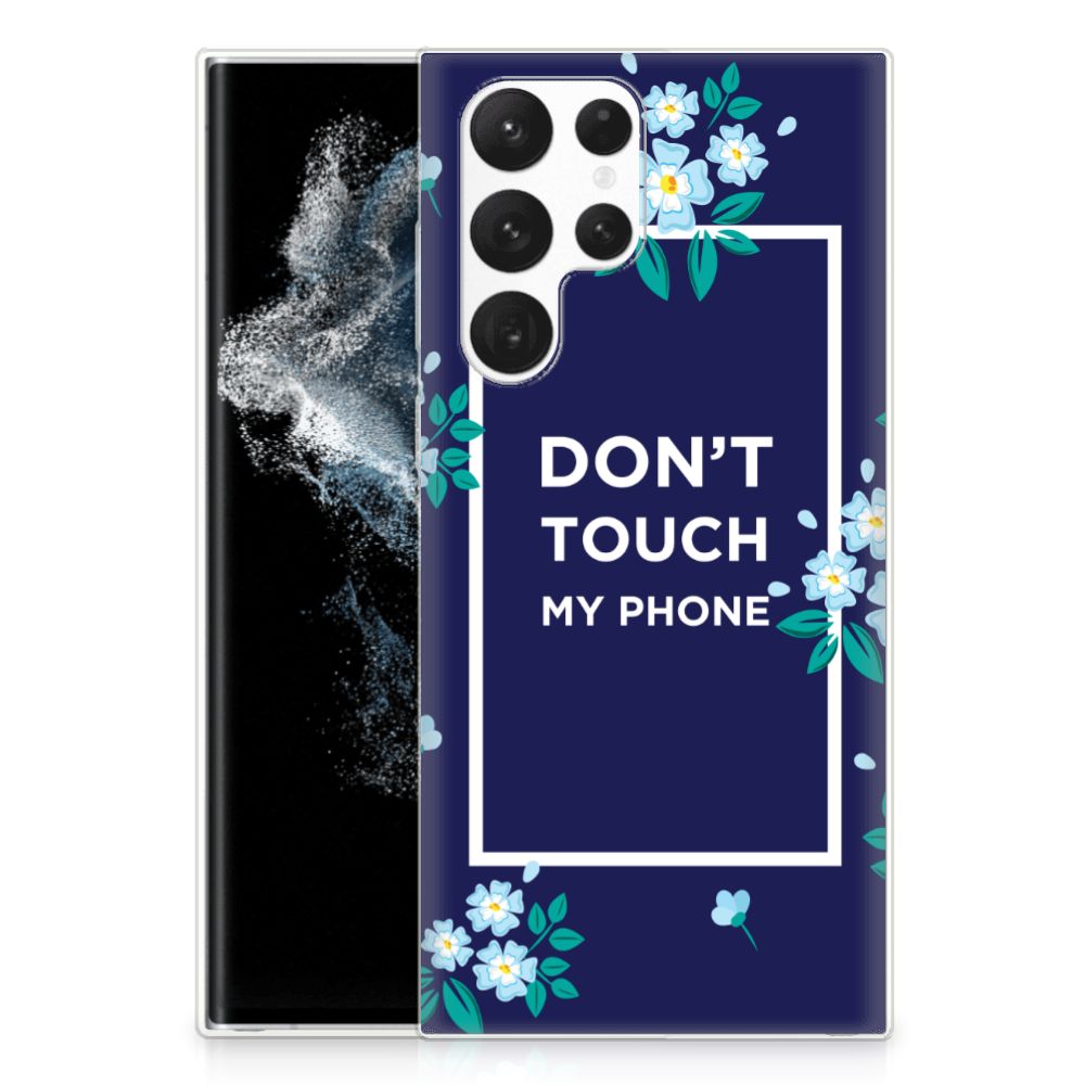 Samsung Galaxy S22 Ultra Silicone-hoesje Flowers Blue DTMP