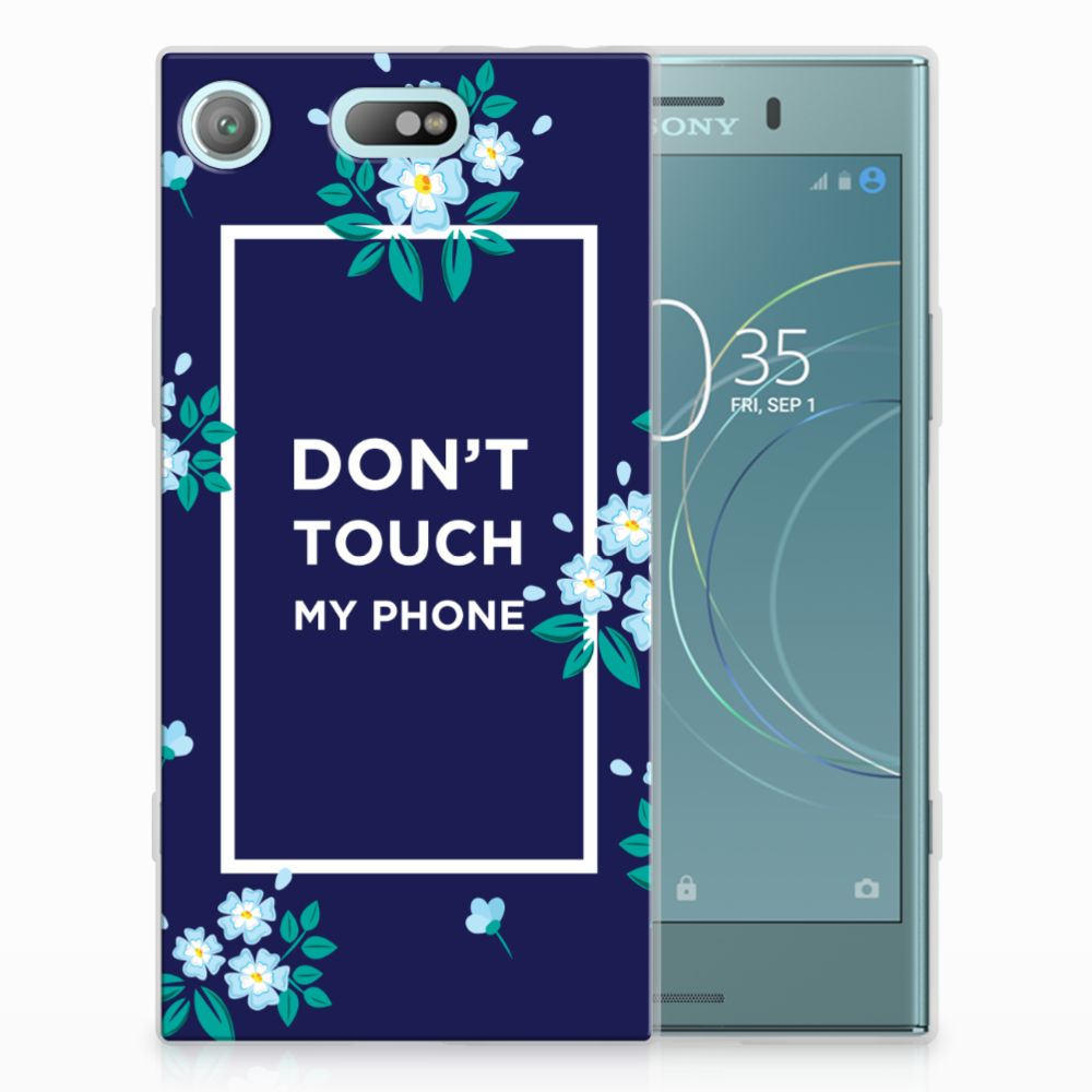 Sony Xperia XZ1 Compact Silicone-hoesje Flowers Blue DTMP