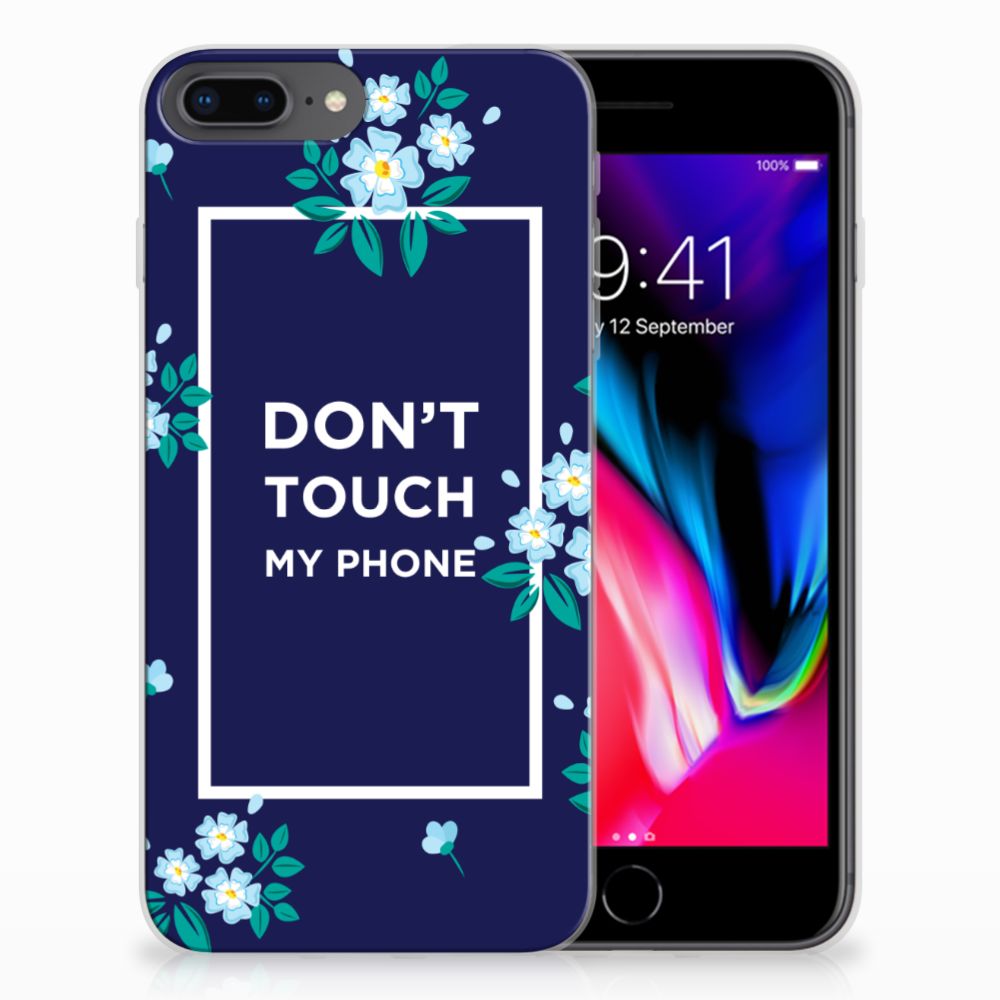 Apple iPhone 7 Plus | 8 Plus TPU Hoesje Flowers Blue DTMP