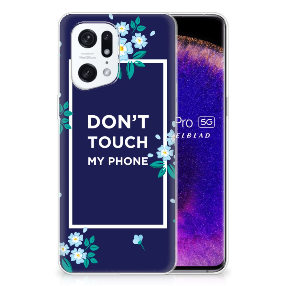 OPPO Find X5 Pro Silicone-hoesje Flowers Blue DTMP
