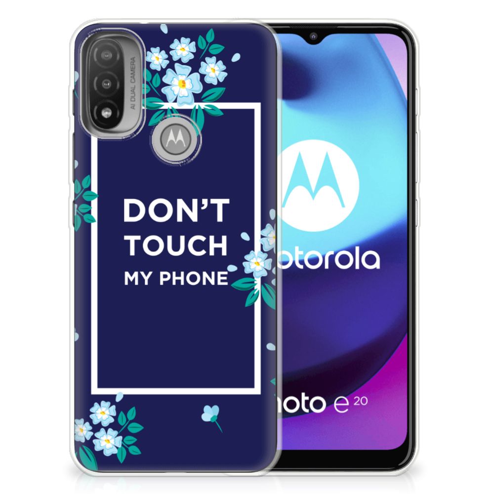 Motorola Moto E20 | E40 Silicone-hoesje Flowers Blue DTMP