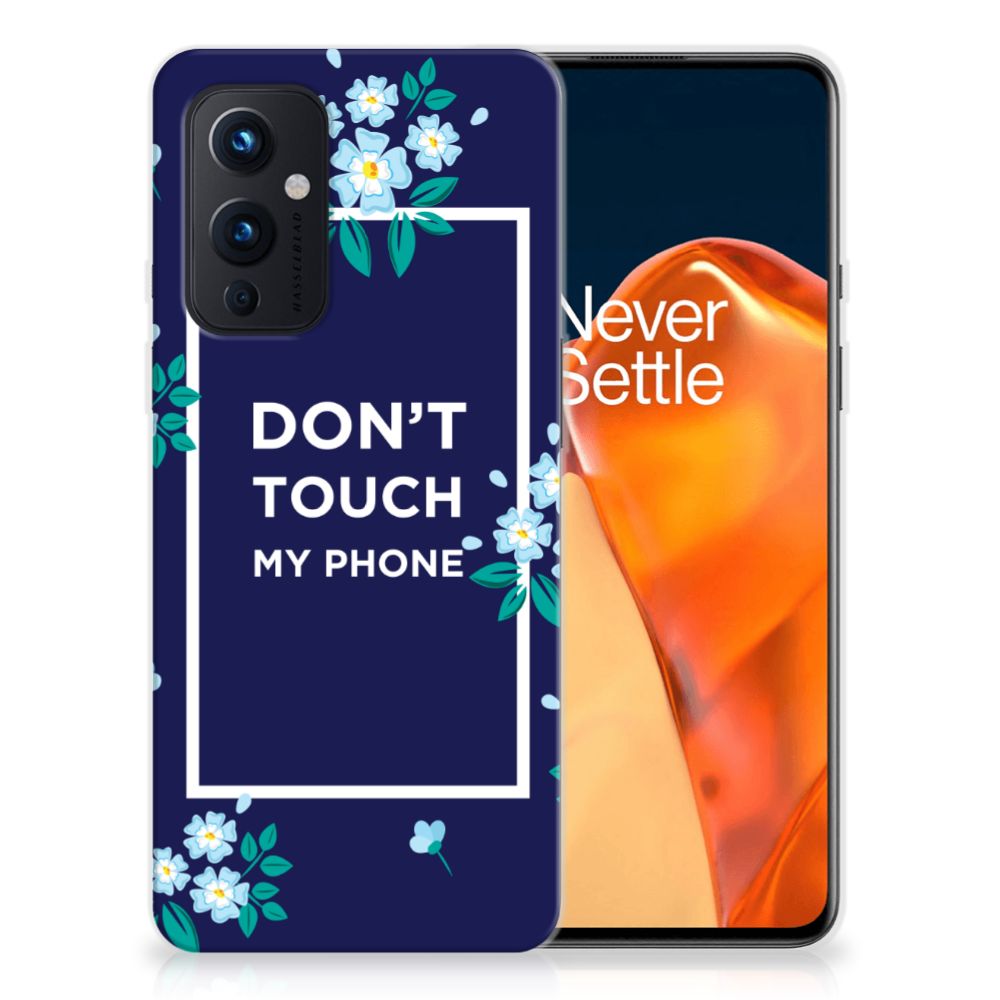OnePlus 9 Silicone-hoesje Flowers Blue DTMP
