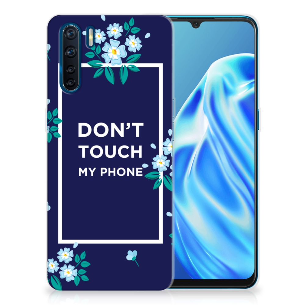 OPPO A91 Silicone-hoesje Flowers Blue DTMP