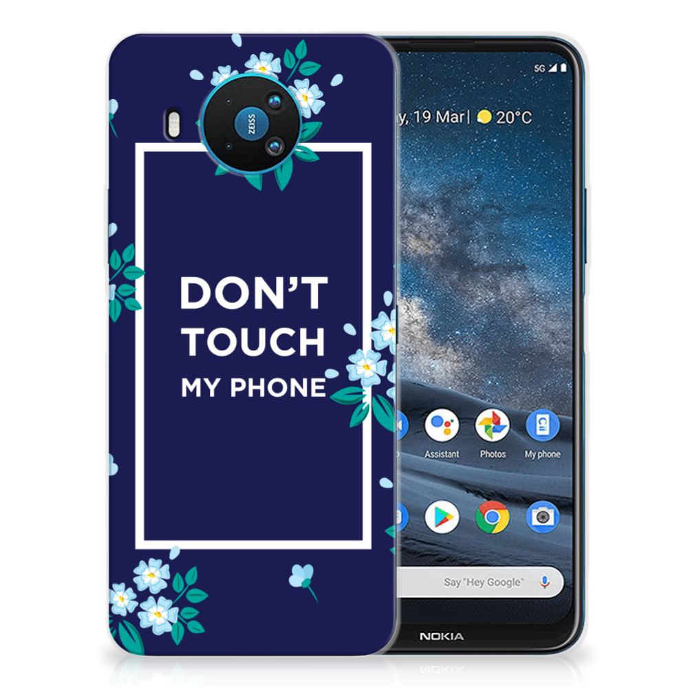 Nokia 8.3 Silicone-hoesje Flowers Blue DTMP