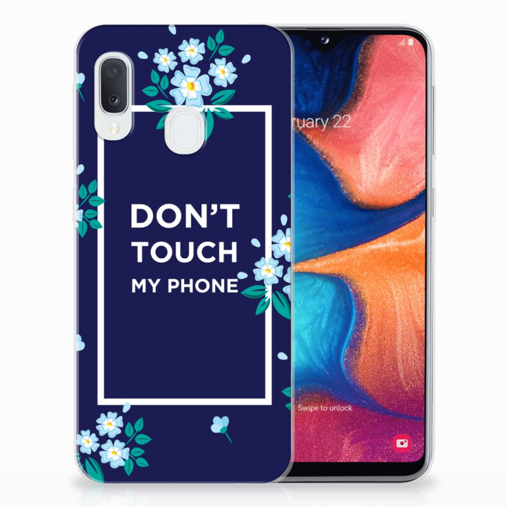 Samsung Galaxy A20e Silicone-hoesje Flowers Blue DTMP