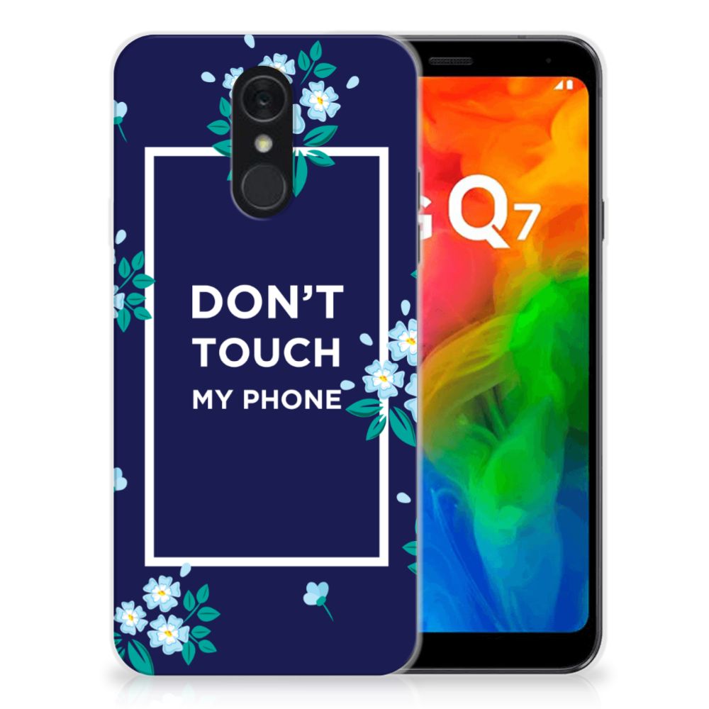 LG Q7 Silicone-hoesje Flowers Blue DTMP