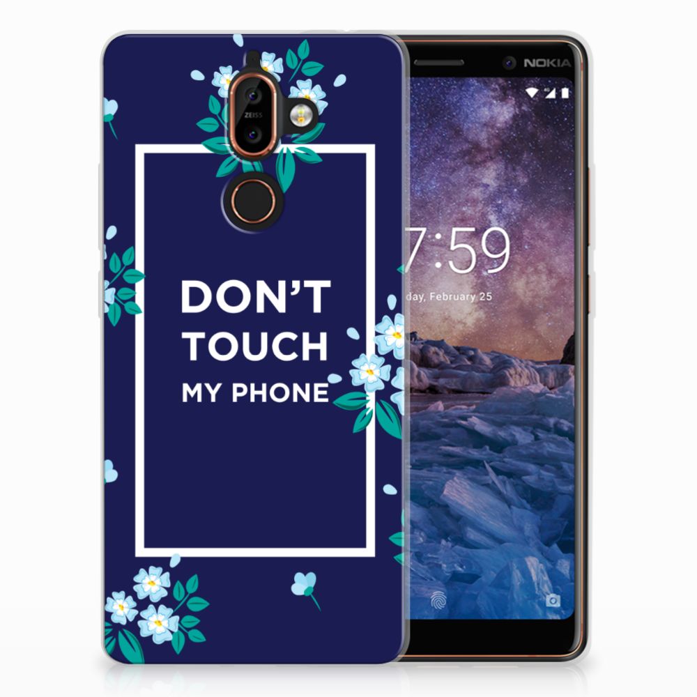 Nokia 7 Plus Silicone-hoesje Flowers Blue DTMP