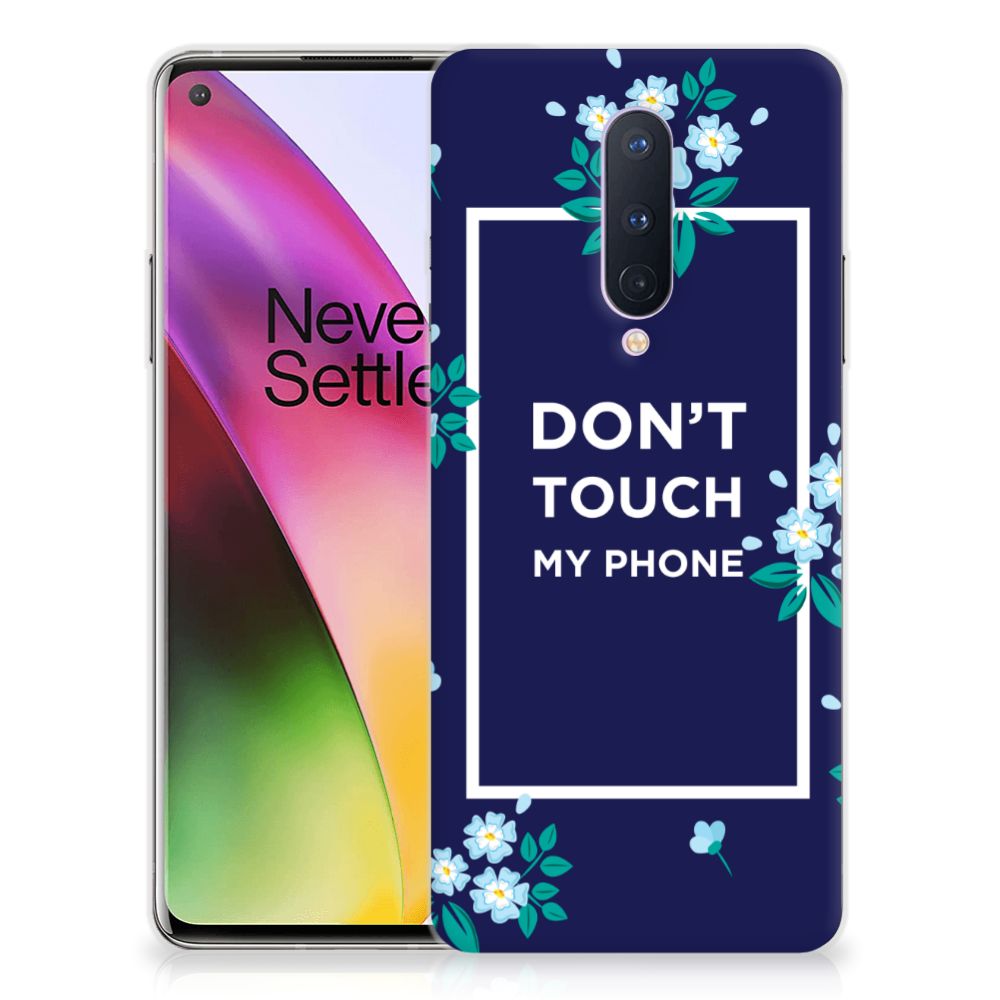 OnePlus 8 Silicone-hoesje Flowers Blue DTMP