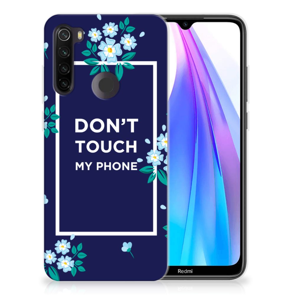 Xiaomi Redmi Note 8T Silicone-hoesje Flowers Blue DTMP
