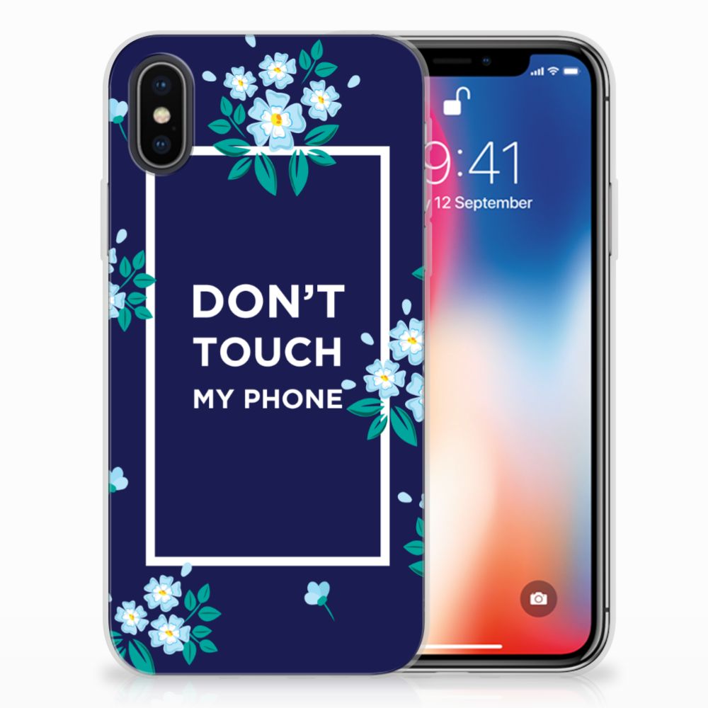 Apple iPhone X | Xs Silicone-hoesje Flowers Blue DTMP