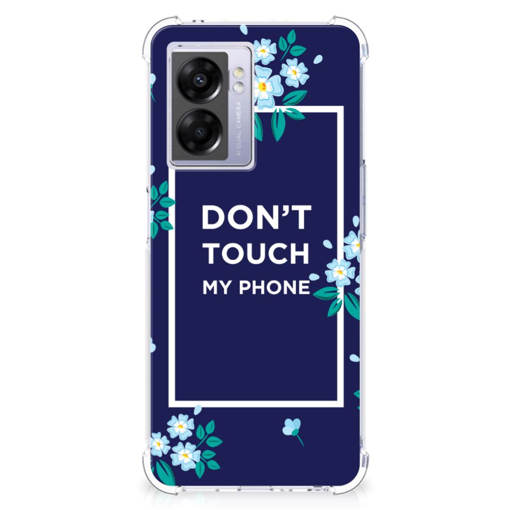 OPPO A77 5G | A57 5G Anti Shock Case Flowers Blue DTMP