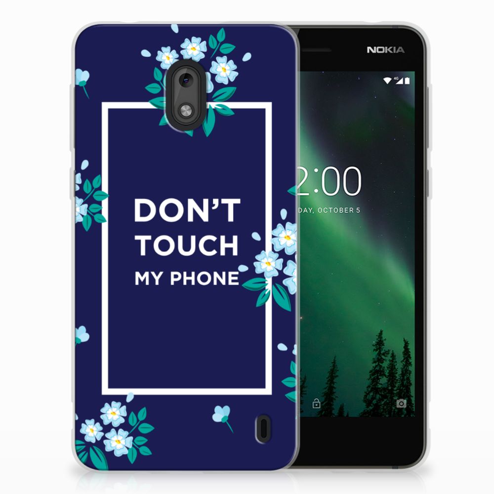 Nokia 2 Silicone-hoesje Flowers Blue DTMP