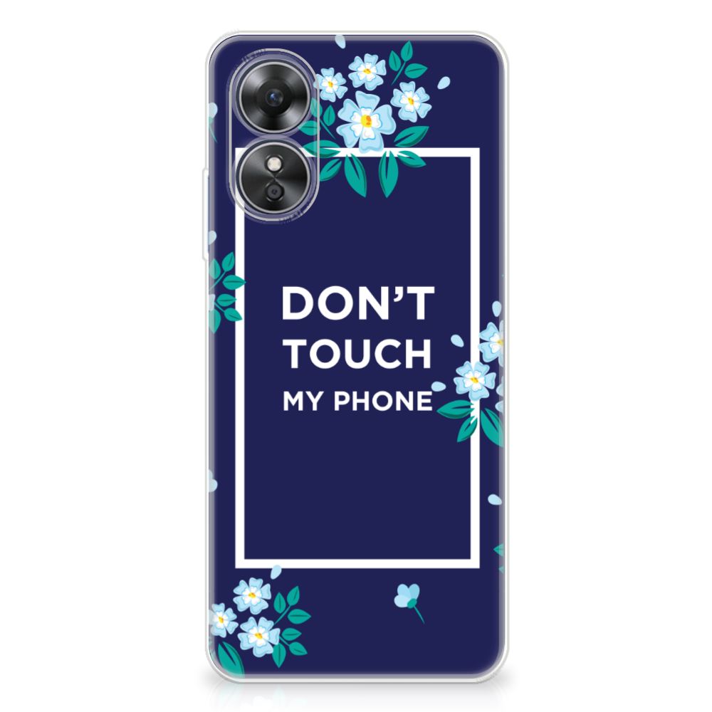 OPPO A17 Silicone-hoesje Flowers Blue DTMP