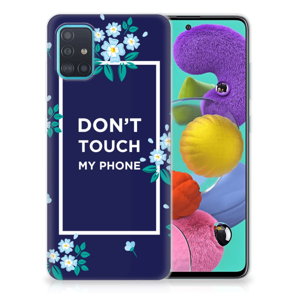 Samsung Galaxy A51 Silicone-hoesje Flowers Blue DTMP