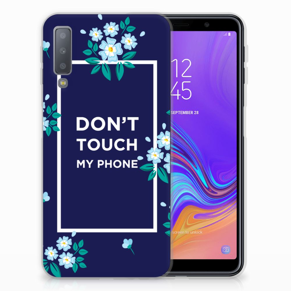 Samsung Galaxy A7 (2018) Silicone-hoesje Flowers Blue DTMP