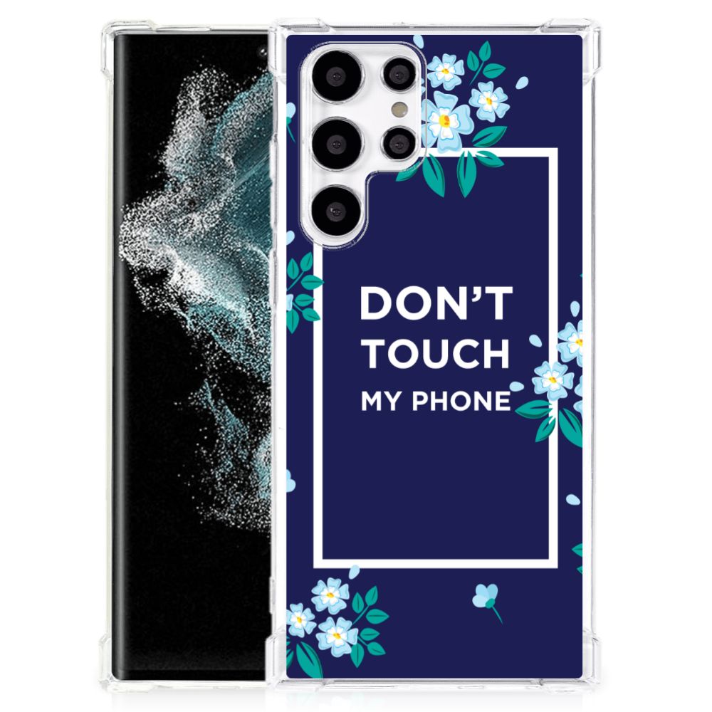 Samsung Galaxy S22 Ultra Anti Shock Case Flowers Blue DTMP