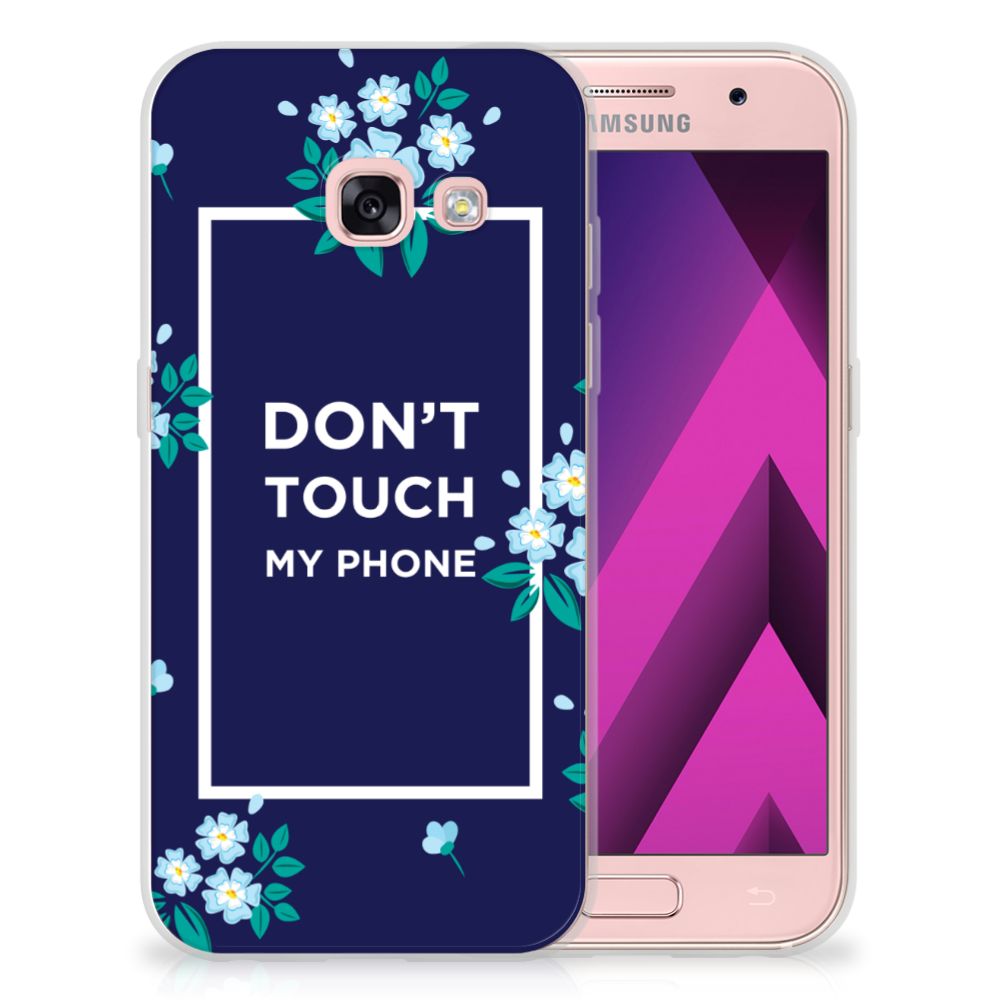 Samsung Galaxy A3 2017 Silicone-hoesje Flowers Blue DTMP