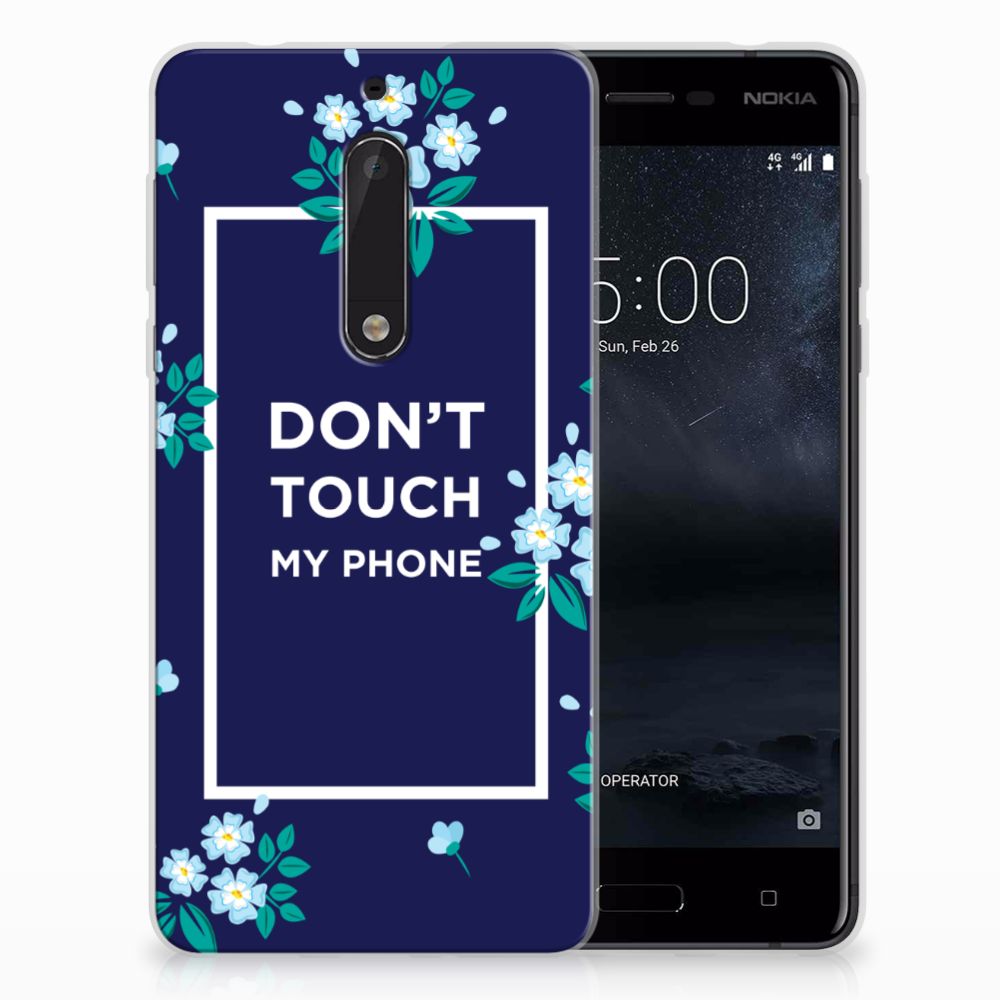 Nokia 5 Silicone-hoesje Flowers Blue DTMP