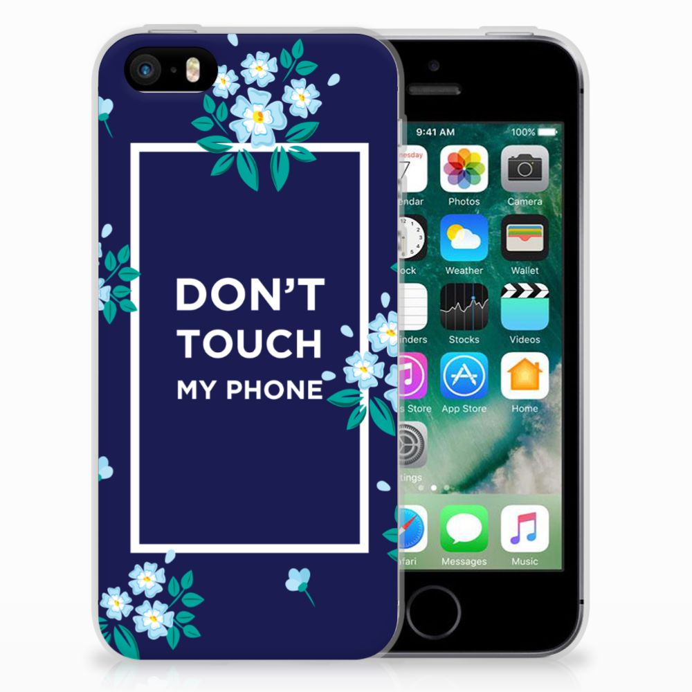 Apple iPhone SE | 5S Silicone-hoesje Flowers Blue DTMP