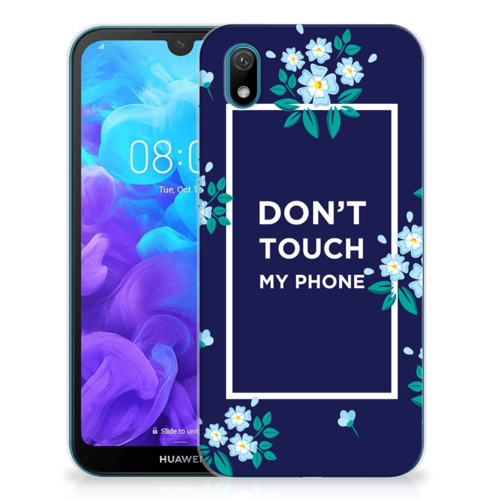 Huawei Y5 (2019) Silicone-hoesje Flowers Blue DTMP