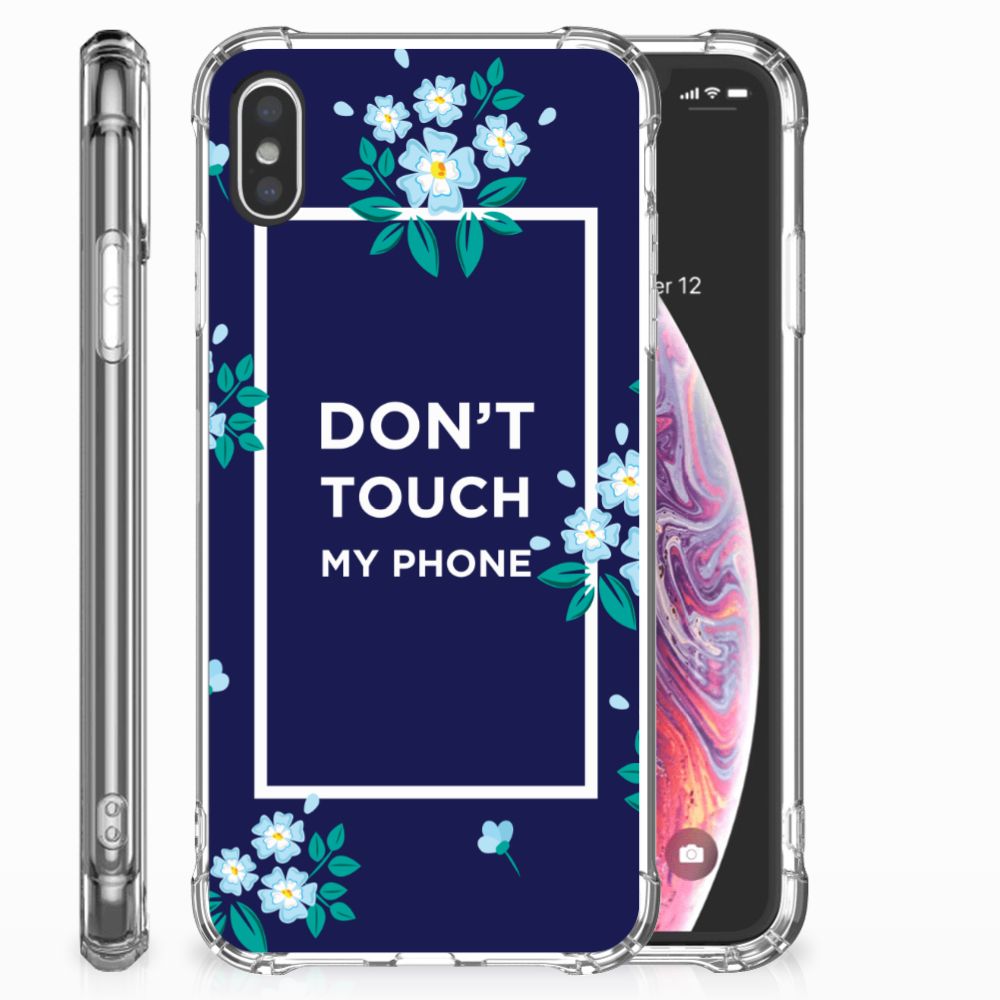Apple iPhone Xs Max Anti Shock Case Flowers Blue DTMP
