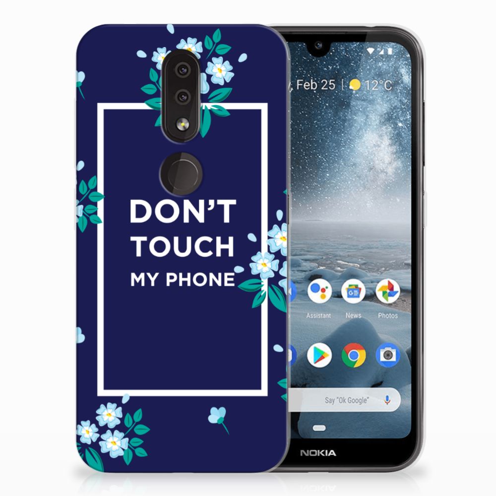 Nokia 4.2 Silicone-hoesje Flowers Blue DTMP