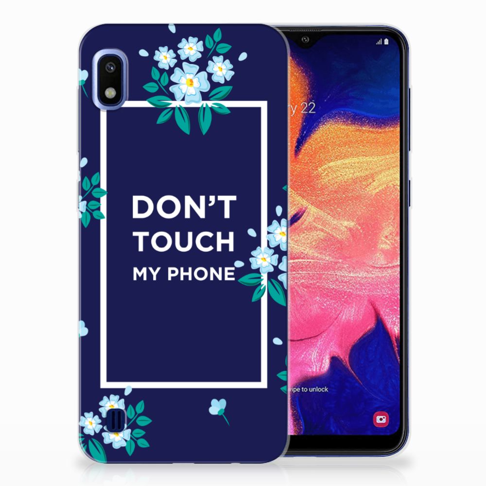 Samsung Galaxy A10 Silicone-hoesje Flowers Blue DTMP
