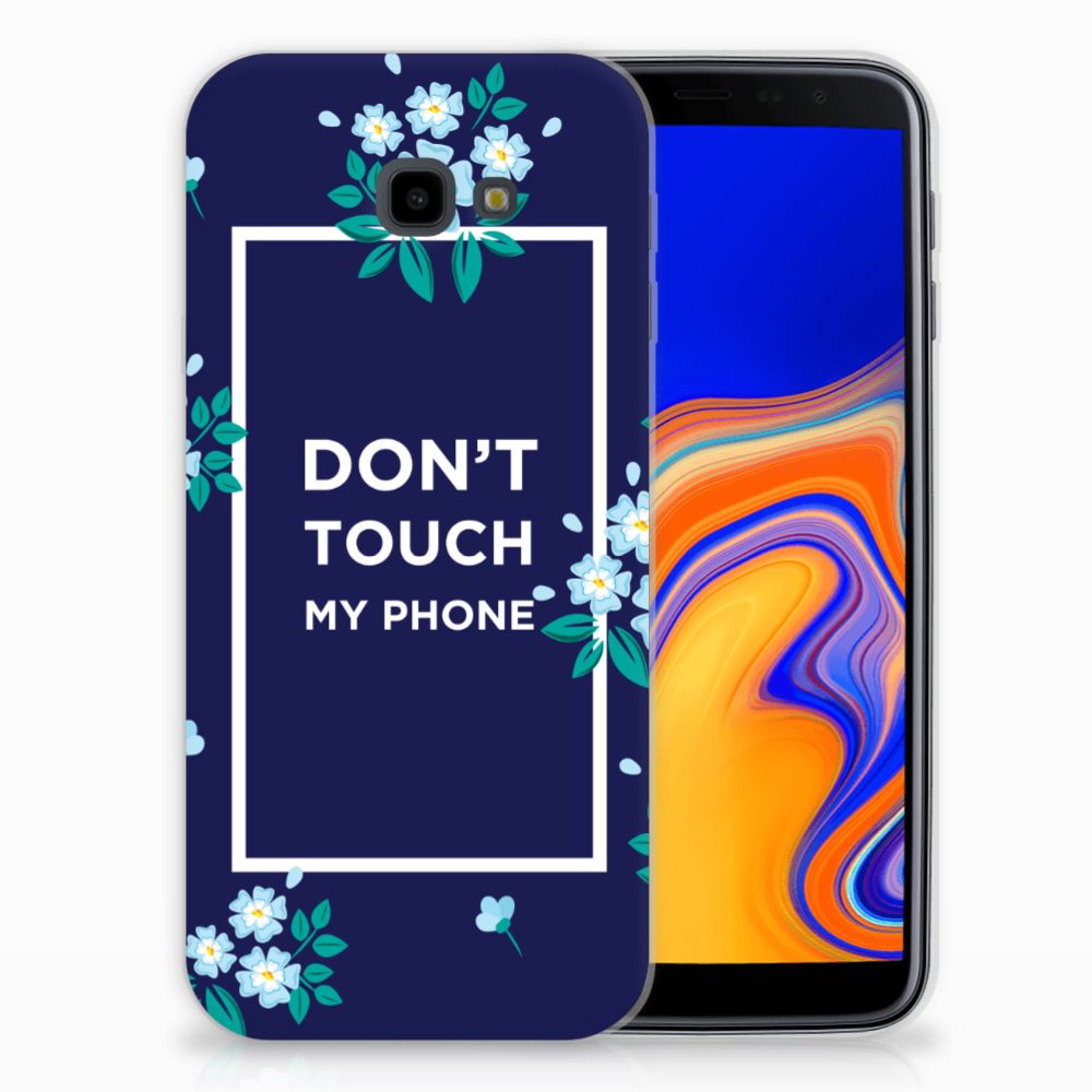 Samsung Galaxy J4 Plus (2018) Silicone-hoesje Flowers Blue DTMP