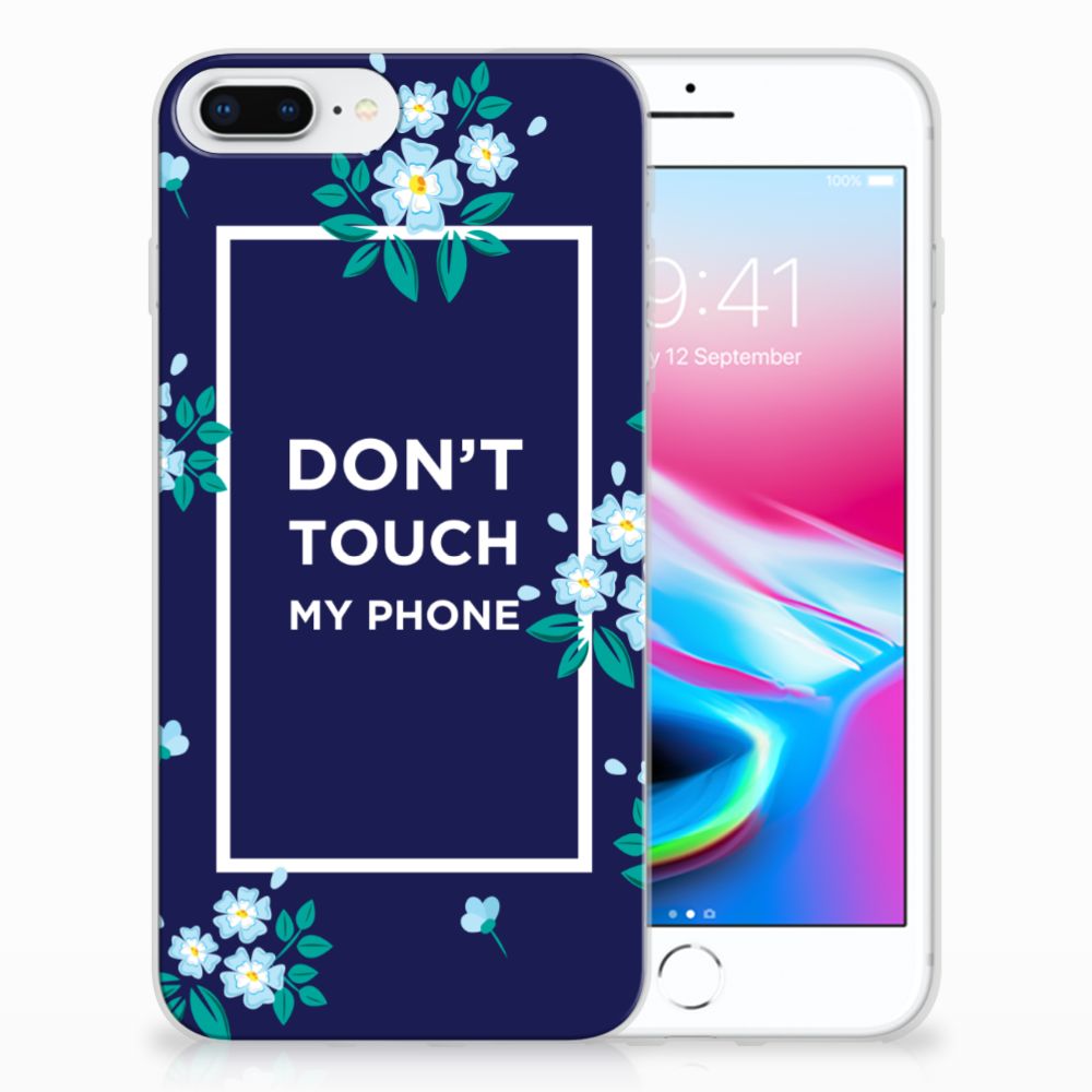 Apple iPhone 7 Plus | 8 Plus Silicone-hoesje Flowers Blue DTMP