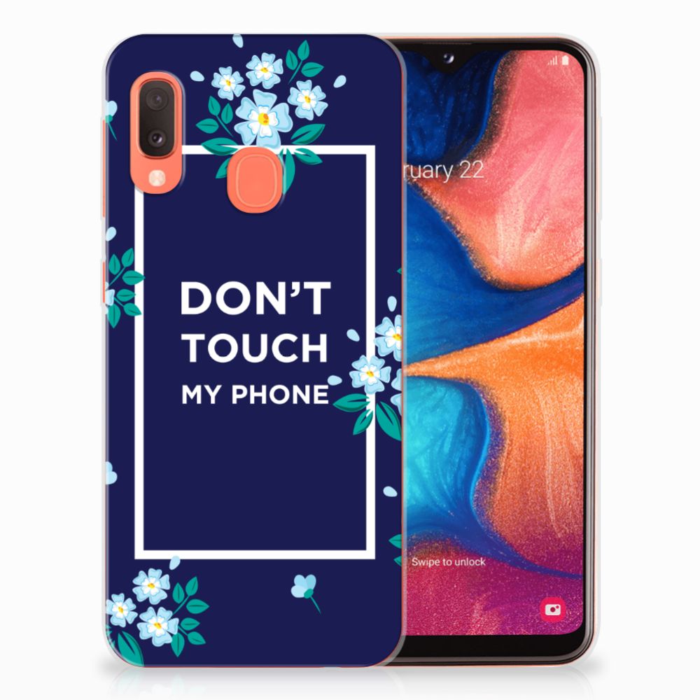 Samsung Galaxy A20e Silicone-hoesje Flowers Blue DTMP