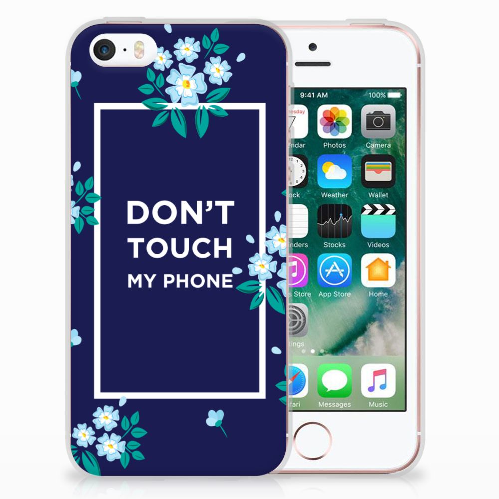 Apple iPhone SE | 5S Silicone-hoesje Flowers Blue DTMP