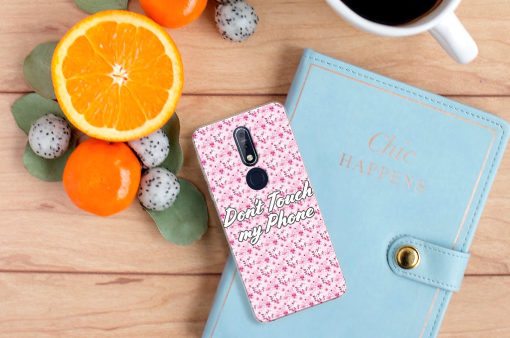 Nokia 7.1 Silicone-hoesje Flowers Pink DTMP