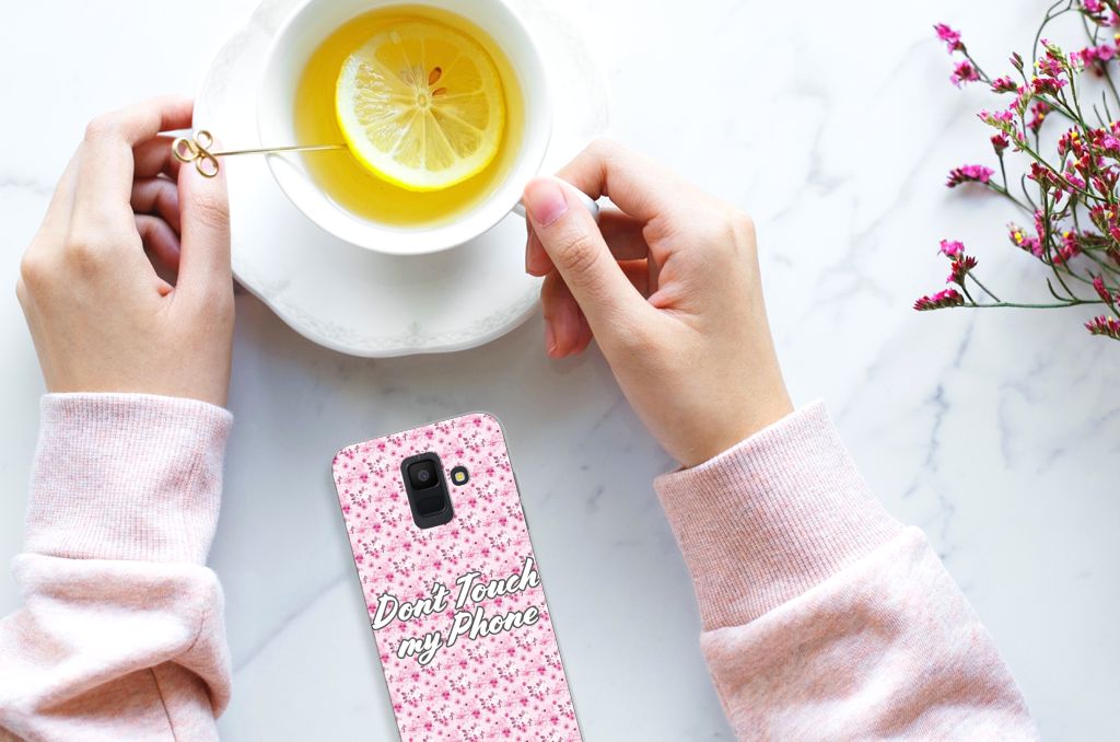 Samsung Galaxy A6 (2018) Silicone-hoesje Flowers Pink DTMP