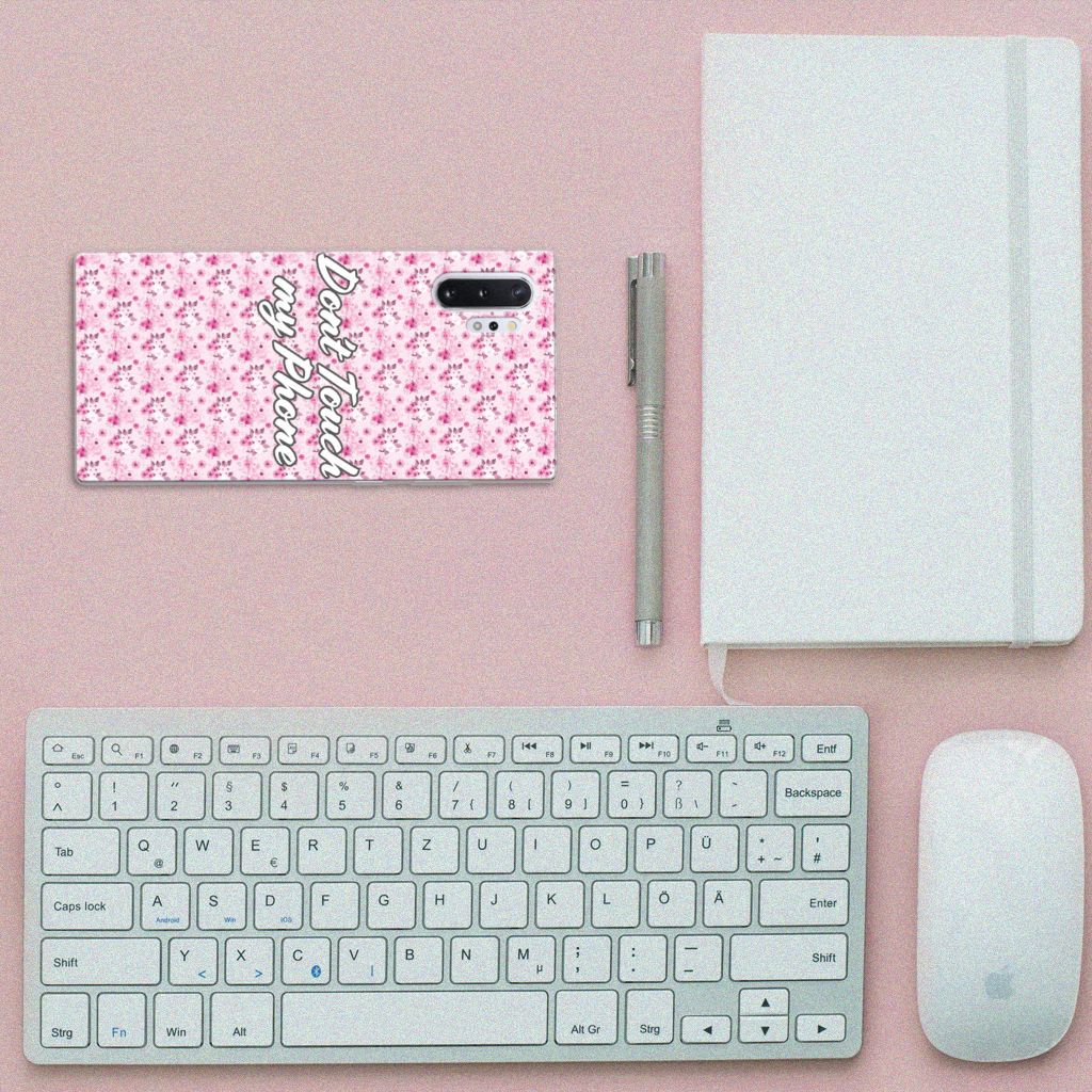 Samsung Galaxy Note 10 Plus Silicone-hoesje Flowers Pink DTMP