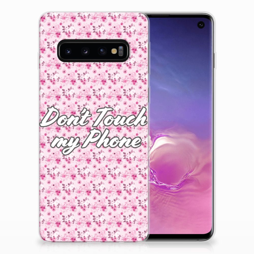Samsung Galaxy S10 Silicone-hoesje Flowers Pink DTMP