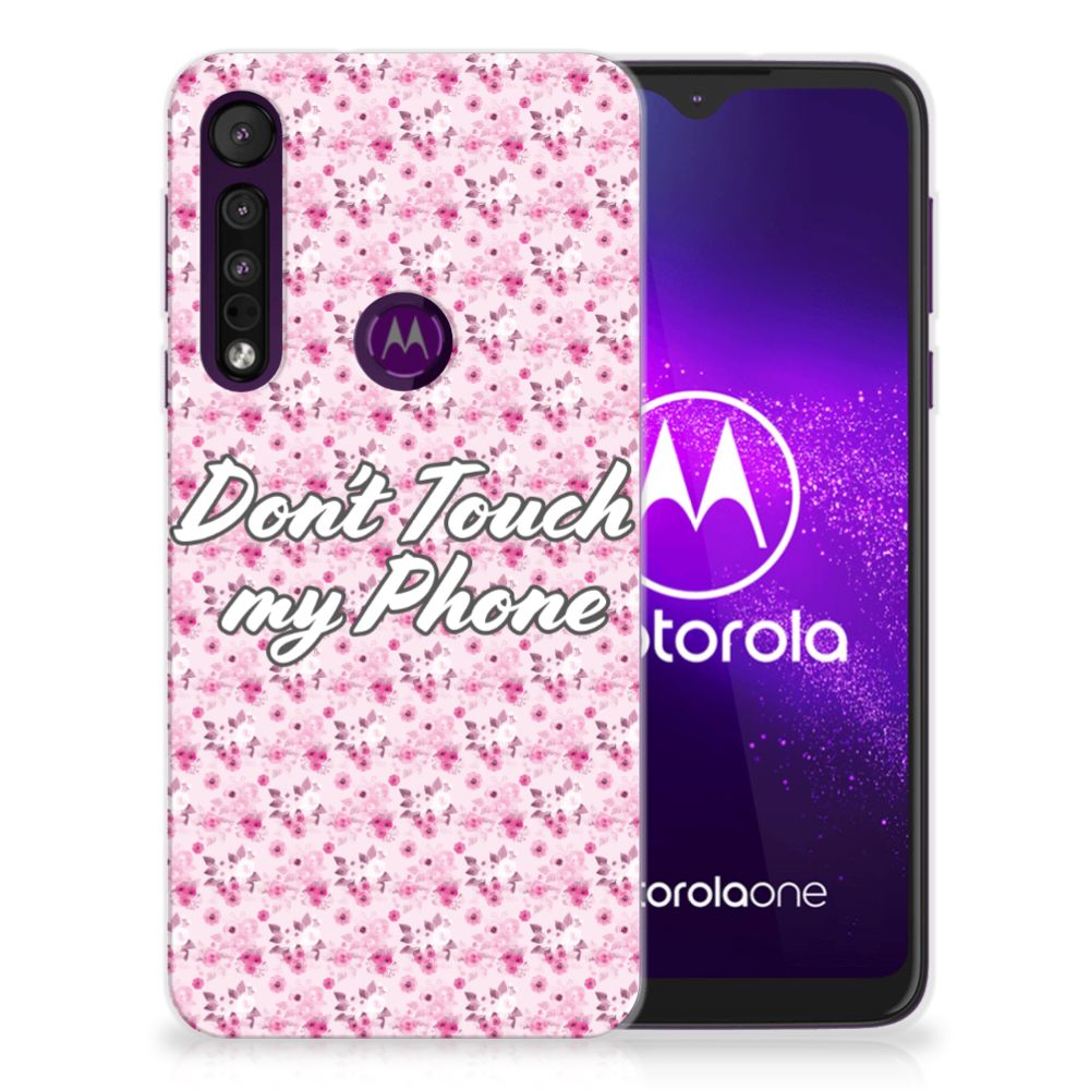 Motorola One Macro Silicone-hoesje Flowers Pink DTMP
